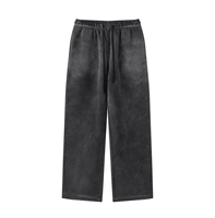 Pantalones de chándal de felpa de pierna ancha para mujer, de cintura media con cordón, ajuste holgado, largos, de algodón, color azul liso, estilo otoñal