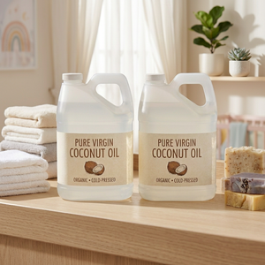 Aceite de Coco Virgen Puro de Grado Alimenticio, Prensado en Frío, Orgánico, Natural, Aceite Portador para Cocinar, Cuidado de la Piel, Cabello y Masajes - Product Image 1