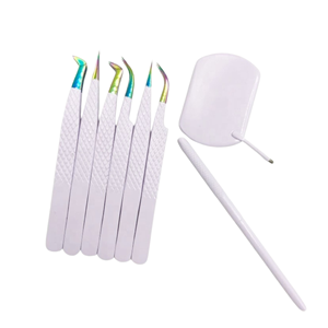 Juego de Pinzas Profesionales Personalizadas de Acero Inoxidable para Extensión de Pestañas, Antimagnéticas, de 10 mm de Precisión, Multicolores, para Cejas - Product Image 1