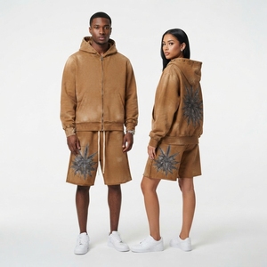 Ensemble sweat à capuche en polaire coupe ample couleur unie avec poches, idéal toutes saisons – Short et sweat à capuche - Product Image 2