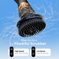 Brosse de nettoyage électrique sans fil rechargeable 2000 mAh 300 tr/min étanche avec poignée extensible pour sol de douche