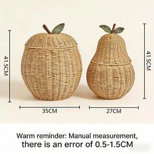 Juego de Cestas de Almacenamiento de Mimbre en Forma de Manzana y Pera, Organizador Natural Tejido a Mano, Adecuado para Sala de Estar, Juguetes y Lavandería - Product Image 6