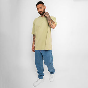 Men's Oversized Custom Logo High Quality 260 GSM Heavy Weight regular Fit 100% Cotton <b>Drop</b> Shoulder Oversized Boxy T Shirts - Product Image 4