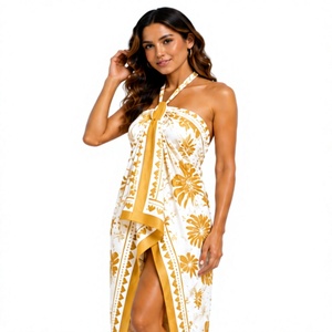 Sarong en rayonne respirante de haute qualité pour femme, paréo de plage, paréo à fleurs hawaïennes, vêtements de plage, vacances, bord de piscine, resort - Product Image 3