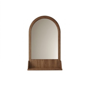 Indian Traditional Natural Finish Arch Shape Wooden Wall <b>Mirror</b> with <b>Tray</b> Rustic Decorative Design For Wall Mounting - Product Image 4