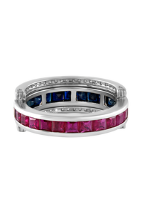 แหวนเพชรและทับทิมไพลินสีน้ำเงินในตัวเรือนเงินแท้ 92.5 รุ่น KLSR-10282 - Product Image 4