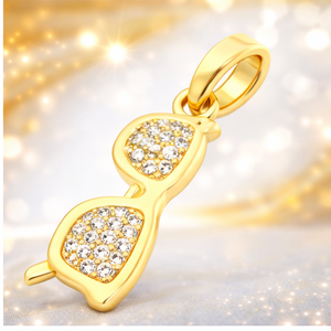 Unique Design Hot Selling Luxury Fashion Jewelry Custom Small <b>Sunglasses</b> 14K Solid Gold Natural Diamond Pendant Necklace Gift - Product Image 1