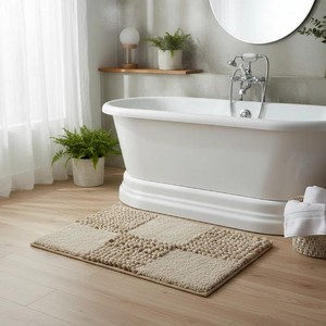 100% Pure Cotton <b>Bath</b> <b>Mat</b> Super Soft Plush <b>Absorbent</b> Tufted Modern Reversible Handmade Heavy Weight Washable Solid Color - Product Image 1