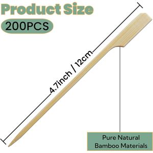 200 Pezzi Spiedini Piatti in Legno da 4,7 Pollici, Stuzzicadenti in Bambù per Antipasti e Barbecue - Product Image 2