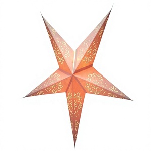 Lámparas de Papel Estrella de 5 Puntas Hechas a Mano en India, Color Blanco, Decoración Navideña Tradicional, Venta al Por Mayor desde India - Product Image 1