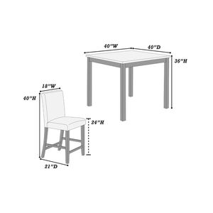 Set da Pranzo Classico ed Elegante in Finitura Espresso, 5 Pezzi, Altezza Bancone, Tavolo con Piano in Finto Marmo, 4 Sedie Alte in Ecopelle - Product Image 6