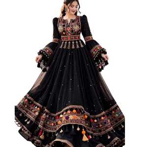 Vestido Tribal Afgano Kuchi Pashtun de Diseño Moderno en Color Morado, Vestidos Afganos Kuchi, Traje Afgano, Vestidos de Novia - Product Image 1