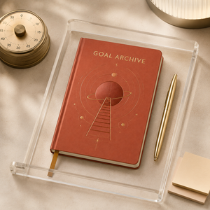 Carnet de planification et de suivi des objectifs LABON, en cuir végétalien PU couleur terre cuite, couverture rigide, pour la réalisation de vos objectifs et l'optimisation de votre productivité. - Product Image 4