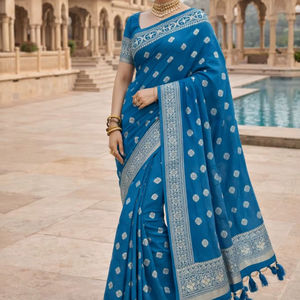 Sari de Viscosa Zari Aabroo - Absorbe la Humedad y Evita las Arrugas, Diseño Tradicional para Bodas, Fiestas y Ocasiones Invernales, para Todas las Estaciones - Product Image 1