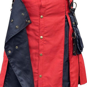 Kilt écossais moderne pour homme, style utilitaire, rouge et noir, avec chaîne antique, collection 2026 - Product Image 5