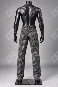 Pantalones Vaqueros Cargo para Hombre, Corte Regular, Cintura Media, Lavado Oscuro, Estampado Floral, Estilo Hip Hop Urbano - Product Image 2