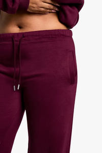 Premium Quality Burgundy Women's Plus Straight Leg Joggers Terry <b>Fleece</b> Soft Touch Sweatpants Women's Pants And <b>Trouser</b> - Product Image 5