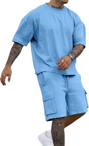 Conjunto de Camiseta Oversize y Pantalones Cortos Cargo para Hombre, Verano, Poliéster Ecológico, Estampado, Dos Piezas, Ropa Deportiva Casual para Calle y Gimnasio - Product Image 4