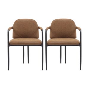 Set di 2 sedie da pranzo nere e marrone rossastro con struttura in ferro - Product Image 3