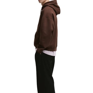 Sweat-shirts à capuche personnalisés de haute qualité en brun foncé pour hommes, en molleton 100% coton lourd, épaules tombantes, poignets côtelés, sweat-shirts pour hommes - Product Image 5