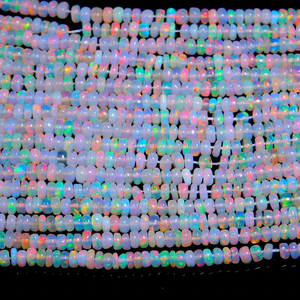 Ethiopian <b>Opal</b> Smooth Rondelle Bead 4mm Super Fire White <b>Opal</b> Beads Natural Gemstone for Jewelry Making - Product Image 4