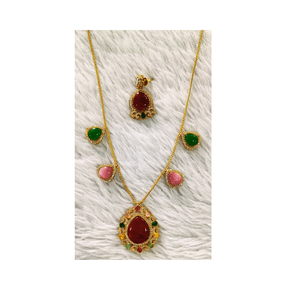 ÚLTIMO MODELO DE CONJUNTO DE COLLAR LARGO Y ARETES A JUEGO, ANTIGUO, DE MODA, CON PEDRERÍA, BAÑADO EN ORO Y MEHENDI, SIN CORTE, PARA MUJER - Product Image 3