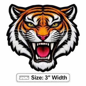 Custom Embroidered Tiger Face <b>Patch</b> Iron <b>On</b> <b>Sew</b> <b>On</b> Animal Head Applique for Jackets Bags Hats OEM ODM - Product Image 2