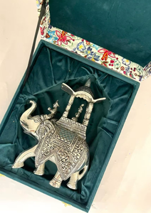 New Arrival Silver Plated Aluminium Antique Look Ambavari <b>Elephant</b> Home Office Anniversary Stocked with Royal Box Packing - Product Image 3