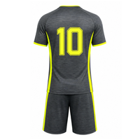 Uniforme de fútbol de secado rápido para hombre con logotipo personalizado, sublimación gris jaspeado y amarillo neón, uniforme de fútbol para entrenamiento deportivo