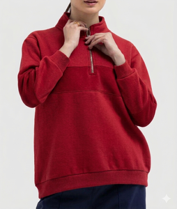 Sweat-shirt pull-over col roulé oversize léger 100 % coton pour femme, style streetwear, couleur unie, fabrication sportive, collection 2026 - Product Image 5