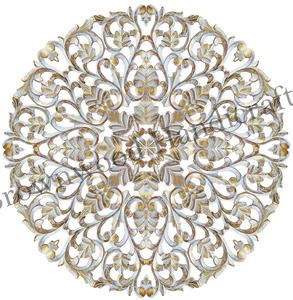 Panel de pared decorativo redondo tallado a mano, color blanco lavado, MDF para decoración de hogar y oficina, madera hecha a mano, para compradores indios al por mayor - Product Image 2