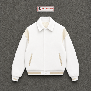 CASUAL <b>WHITE</b> VARSITY <b>JACKET</b> FOR <b>MEN</b> CLASSIC STYLE PREMIUM ZIP FRONT CASUAL STREETWEAR FASHION OUTERWEAR URBN FASHION WHOLESALE - Product Image 5