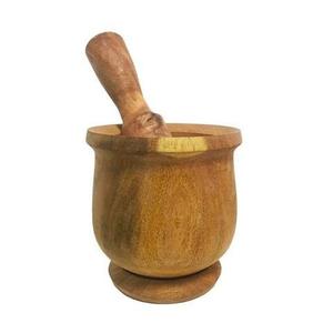 Mortero y Pilón de Madera Tradicional de 8 Pulgadas, Triturador de Especias Manual Ecológico para Cocina - Product Image 1