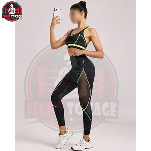 High-Waisted Leggings With Side Stripes, Green & Black Running <b>Bra</b> Stretchy & Breathable Activewear For Fitness, Fashion Wear - Product Image 5
