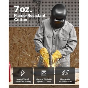 M-Sized 7oz Flame-Resistant Cotton <b>Welding</b> Safety Jacket FR Cotton Protective <b>Clothing</b> - Product Image 2