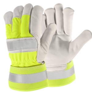 Guantes de Seguridad Industriales Canadienses de Cuero Florido Fluorescente de Grano Grueso, Textura Lisa, Ajuste Cómodo para la Mano, Certificación CE - Product Image 1