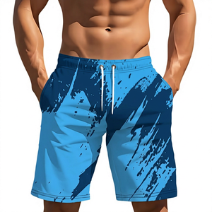 Shorts de Baño para Hombre con Estampado Abstracto en Blanco y Negro, Cintura Elástica, Secado Rápido, Bolsillos, Traje de Baño Informal - Product Image 2