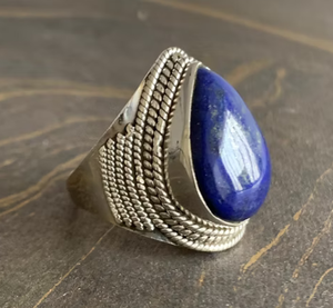 <b>Chunky</b> Designer Fine Jewelry Lapis <b>Ring</b> 925 Sterling Sliver Everyday Wear jewelry for Her - Product Image 2