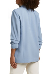 Customized New Fashion High Quality Classic Notched Collar Long Sleeves Front Open Light Blue Blazer Jacket for Women - Product Image 2