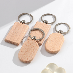 Llaveros DIY creativos y sencillos, dijes geométricos redondos y cuadrados de madera pintables, colgantes para mochilas infantiles, 10 unidades - Product Image 4
