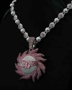 Collier pendentif en moissanite et perles, couleur or, avec breloque soleil, bijou statement pour femme - Product Image 2