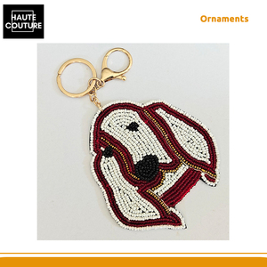 สินค้าหลากหลายประเภท ลูกปัดคุณภาพสูง งานแฮนด์เมด ของตกแต่งเทศกาลแบบแขวน - พวงกุญแจรูปหน้าสุนัขสีขาวหูยาว - Product Image 4