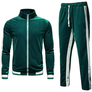 Conjunto Deportivo de Lujo para Hombre, Terciopelo Esmeralda, Dos Piezas, Informal, Deportivo y de Ocio, Transpirable, Ecológico, Tallas Grandes - Product Image 1