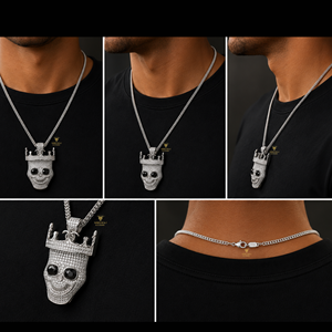 Pendentif Couronne Entièrement Sertie de Diamants en Argent Sterling 925 avec Moissanite, Bijoux Hip Hop pour Rappeurs, Vente en Gros, Bijoux Personnalisés - Product Image 2