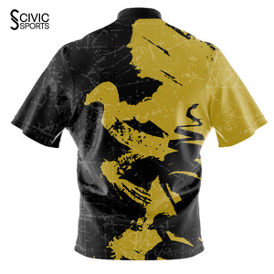 Wholesale Custom 100% Polyester Fabric Quick Dry Sublimation Zipper Bowling Polo <b>Shirts</b> Competition Dart <b>Shirts</b> - Product Image 2