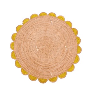 Handmade Braided Scallop <b>Round</b> <b>Jute</b> <b>Rugs</b> | Natural Fiber Handwoven Boho Area <b>Rug</b> | Eco Friendly <b>Round</b> <b>Jute</b> Carpet - Product Image 4