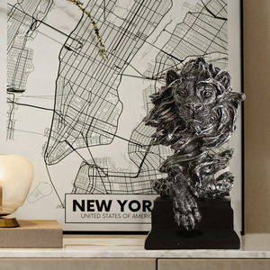 Estatua de Cabeza de León de Estilo Nórdico, Adorno Creativo de Resina, Rey de las Bestias, para Sala de Estar, Librería, Mueble de TV, Decoración de Restaurantes - Product Image 3