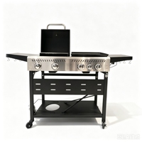Grille Teppanyaki et barbecue à gaz de bonne qualité avec double table latérale pour les voyages et la maison