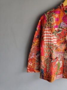 Quilted <b>Patchwork</b> <b>Jacket</b> Women's Mandarin Collar Full Sleeve Cotton Autumn Style Hand Embroidery Design Regular Length gift - Product Image 2