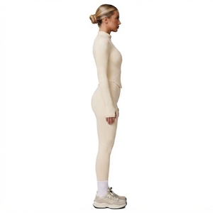 Ensemble de vêtements de sport pour femmes, 2 pièces, haut ajusté à manches longues avec fermeture éclair, leggings taille haute, vêtements de yoga, de gym et de fitness - Product Image 2